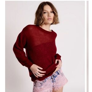 One Teaspoon Deep Red Crew Neck Sweater